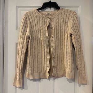 L.L. Bean Cable Knit Cream Sweater